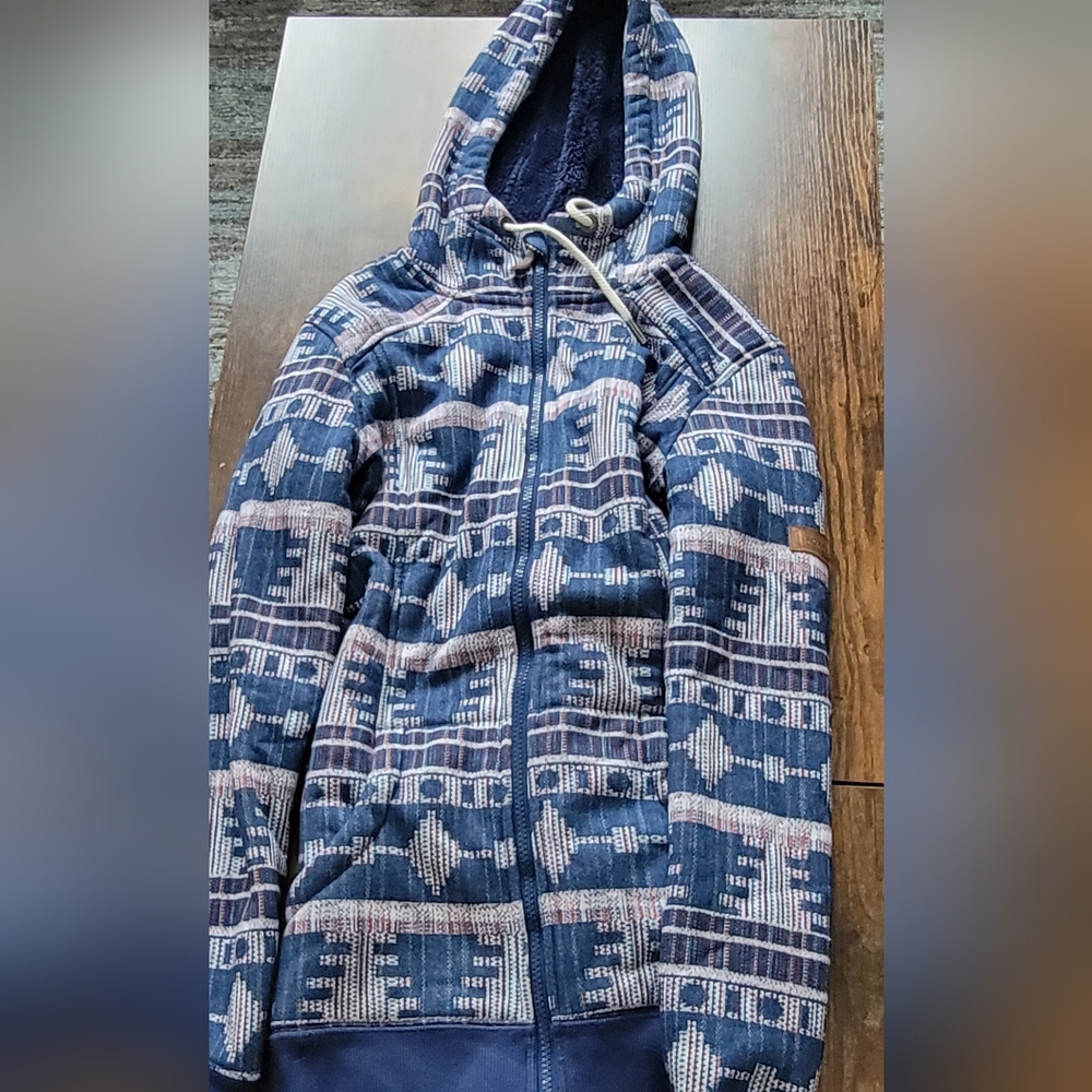 Roxy Navy and White Zip-Up Hoodie